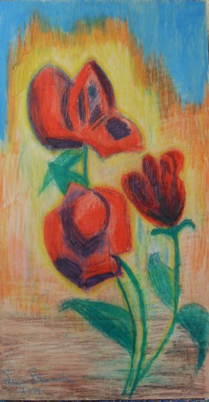 Fiori. Pastelli su legno. 2014