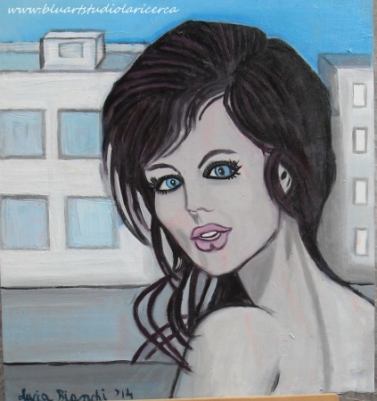 Peggy in città. Olio su tela. 2014